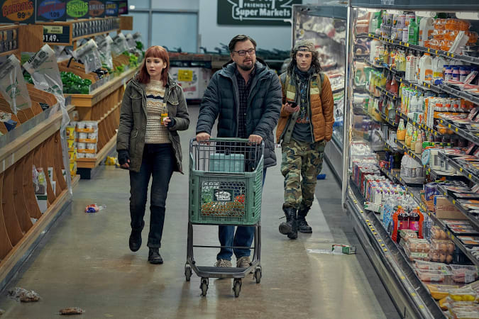 Leonardo Dicaprio, Jennifer Lawrence, Timothee Chalamet fazendo compras em Don't Look Up