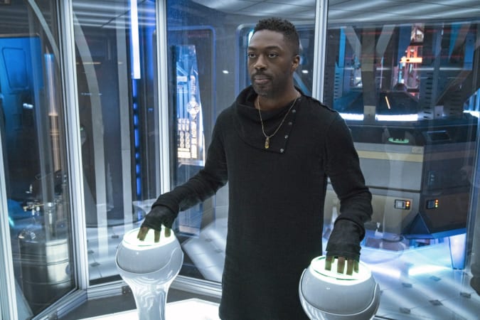 Artist: David Ajala as the first Paramount Book + STAR TREK: DISCOVERY.  Photo Cr: Michael Gibson / Paramount + (C) 2021 CBS Interactive.  All rights reserved.