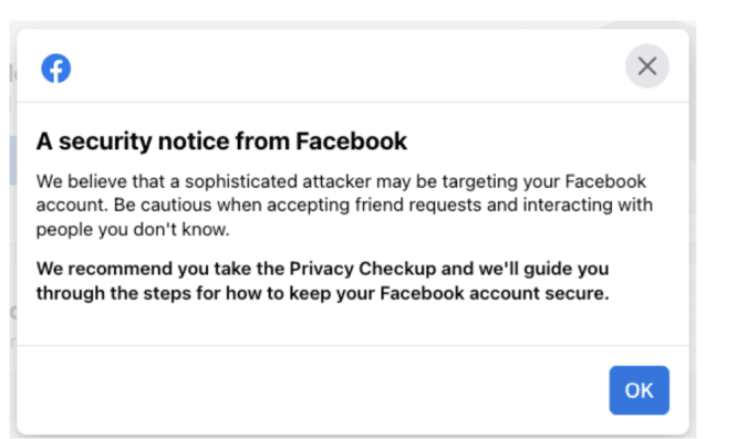 Facebook will warn users who have been targeted.