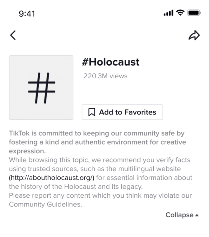TikTok will add PSAs to Holocaust-related content