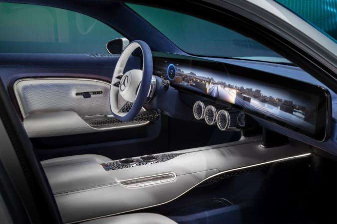 Mercedes-Benz Vision EQXX interior and infotainment system.