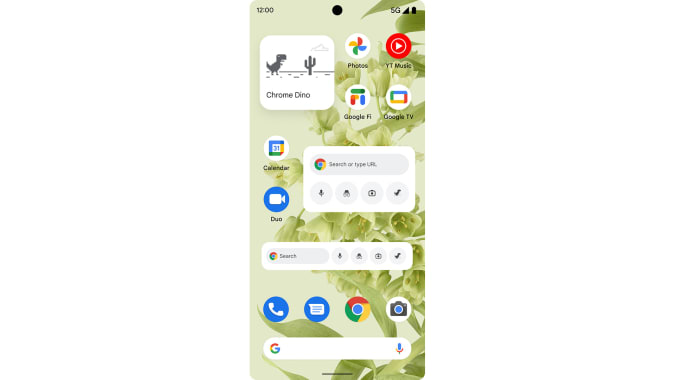 Widgets Google Chrome dans Android (écran large)