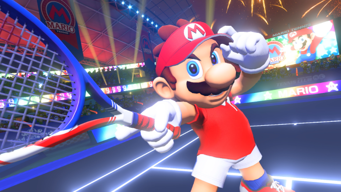 Mario bir tenis raketi ile