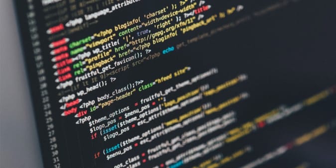 Close-up stock image of code on a screen.