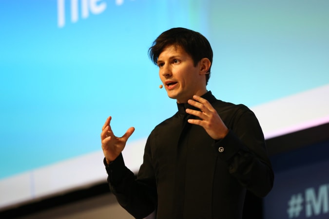 Telegram founder and CEO Pavel Durov delivers his keynote conference during day two of the Mobile World Congress at the Fira Gran Via complex in Barcelona, Spain on February 23, 2016. The annual Mobile World Congress hosts some of the world's largest communication companies, the show runs from the 22 to 25 February. Photo by Manuel Blondeau/AOP.Press/Corbis (Photo by AOP.Press/Corbis via Getty Images)