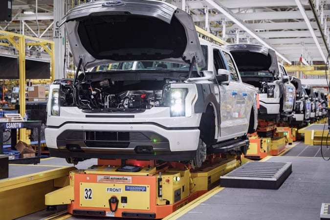 Ford F-150 Lightning production line at Rouge Electric Vehicle Center