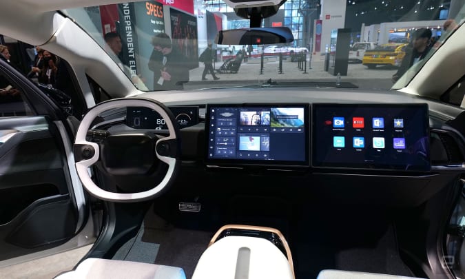 The Indi One features two different interior screens: one running Android Automotive, and another powered by Windows. 