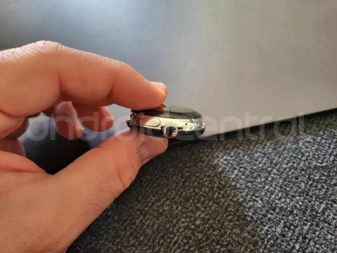 A leaked image showing the side of the Pixel Watch.