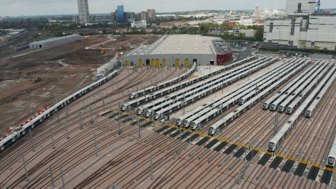Image of Crossrail Rolling Stock at Old Oak Common.