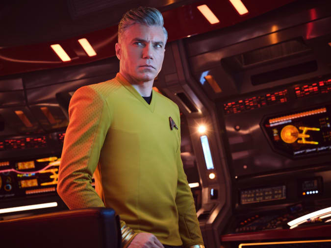 Pictured: Anson Mount as Pike of the Paramount + original series STAR TREK: STRANGE NEW WORLDS.  Photo Cr: James Dimmock / Paramount + Â © 2022 CBS Studios Inc.  All Rights Reserved.
