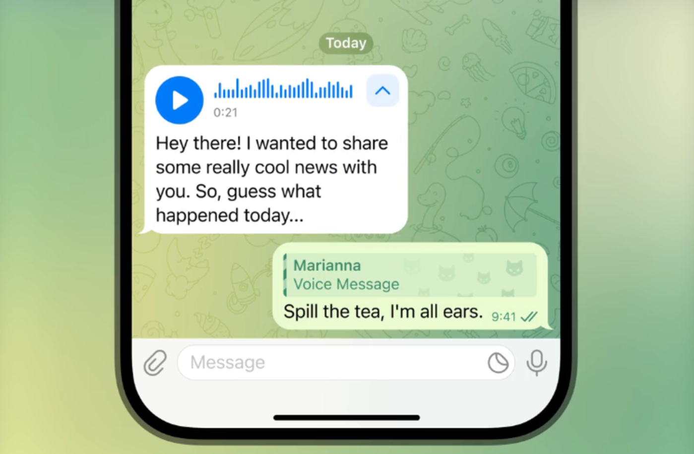 Telegram now offers all users limited transcriptions of voice messages