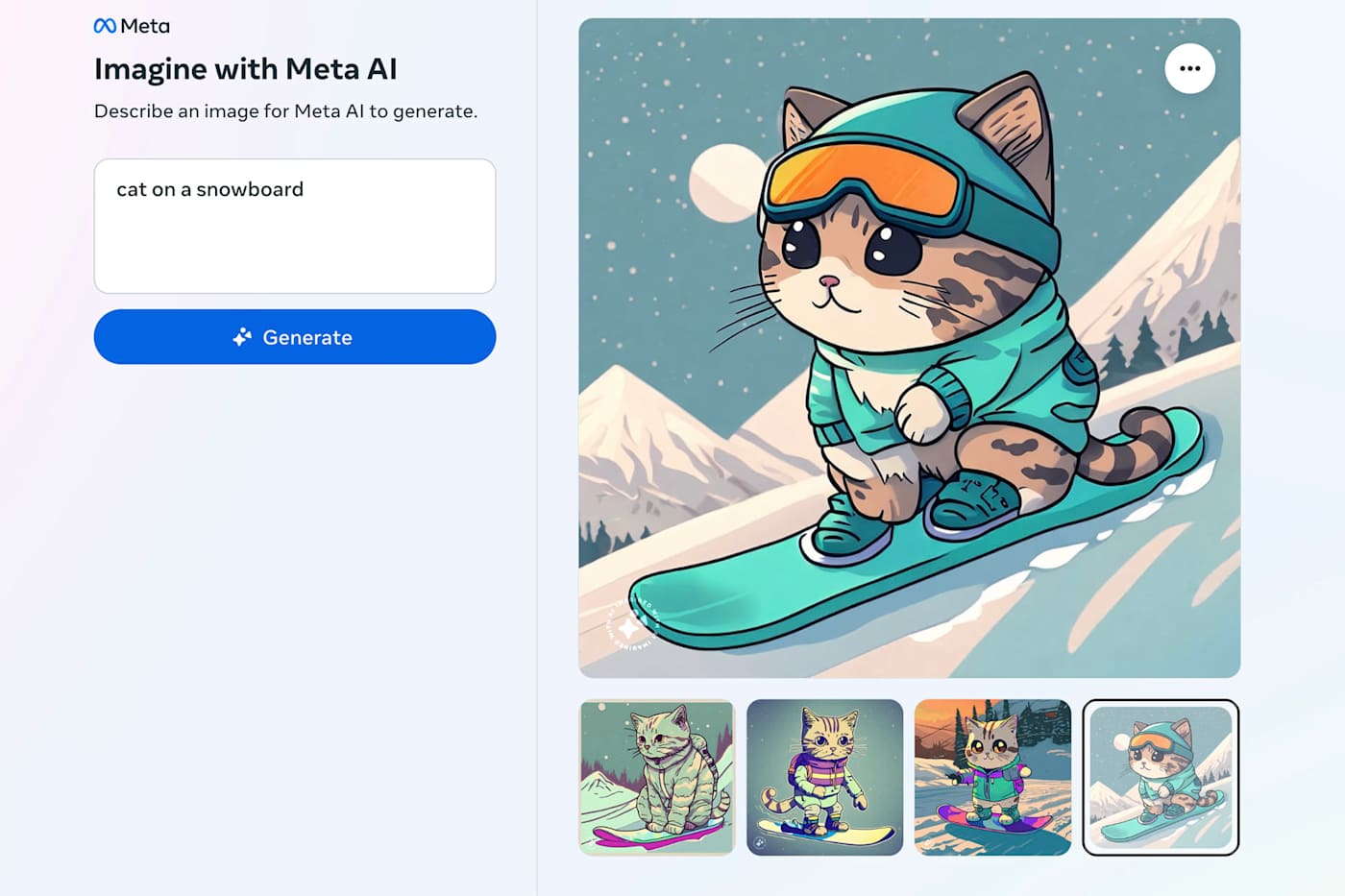Meta's AI image generator is available as a standalone website
