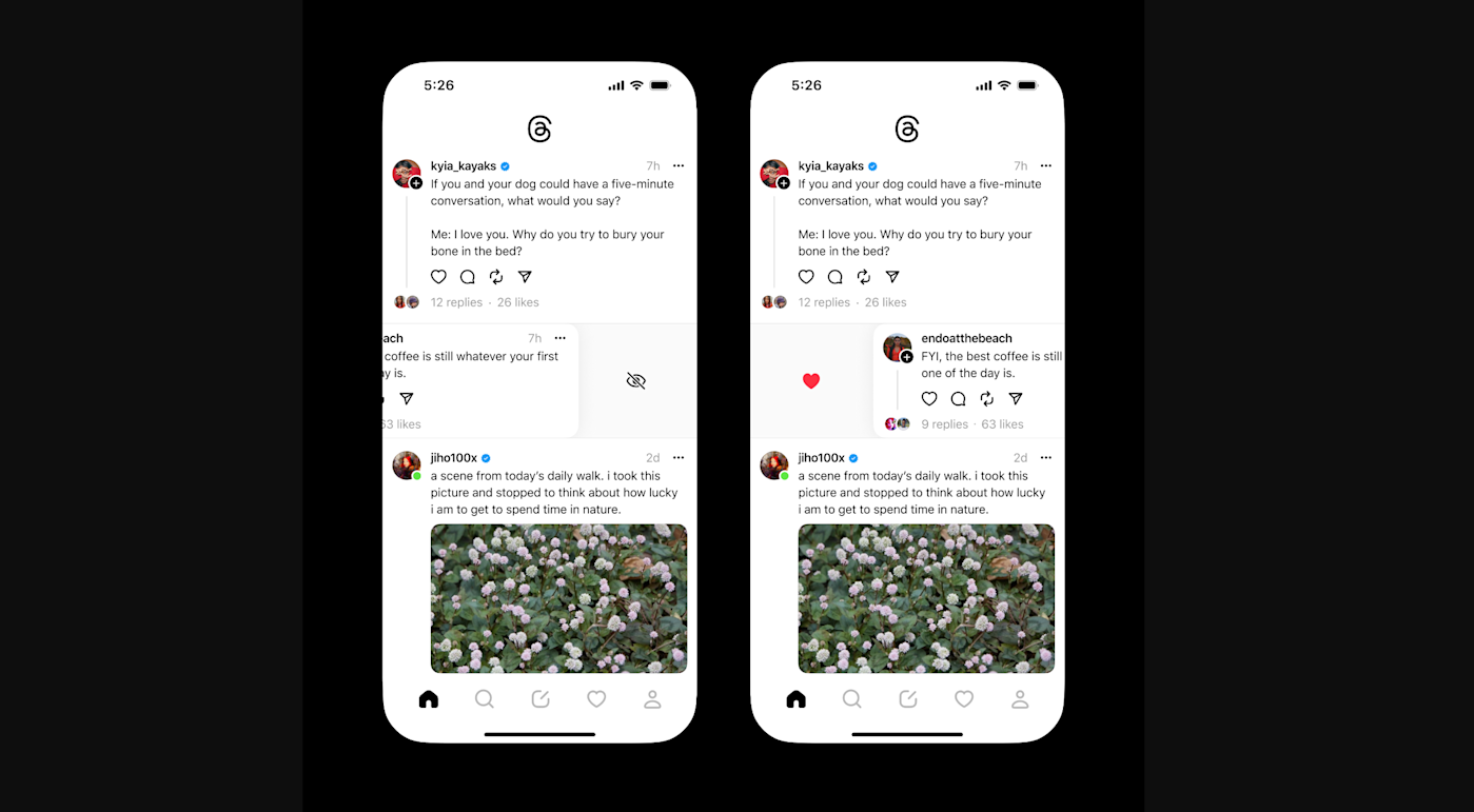 Threads begins testing swipe gestures to help train the For You algorithm