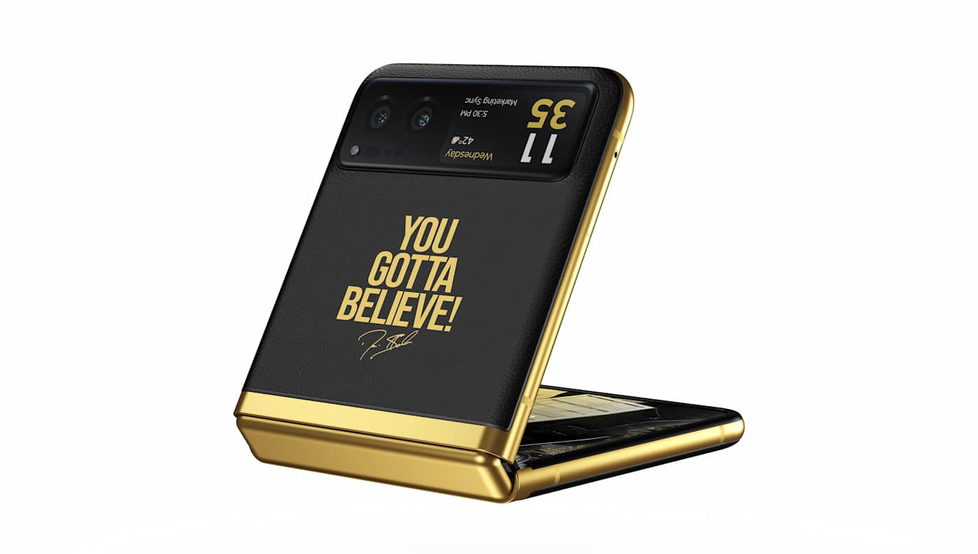 Boost Mobile's Deion Sanders-themed Moto Razr is a gold-rimmed motivation machine