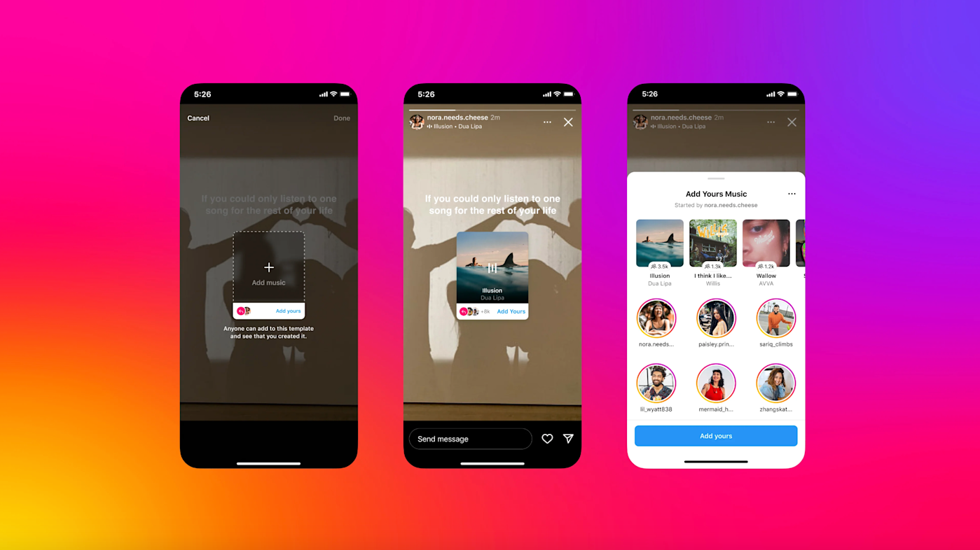 Instagram's 'Add Yours' sticker now lets you share songs