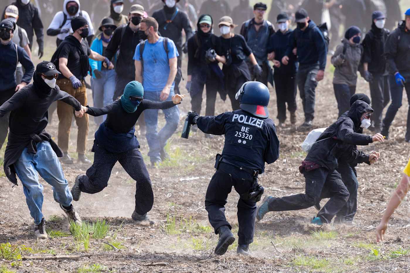 Climate protestors clash with police outside Tesla's German gigafactory