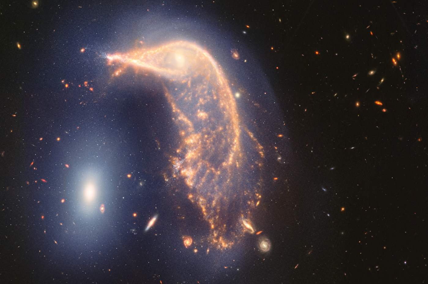 James Webb telescope marks second anniversary with an image of the Penguin and the Egg galaxies