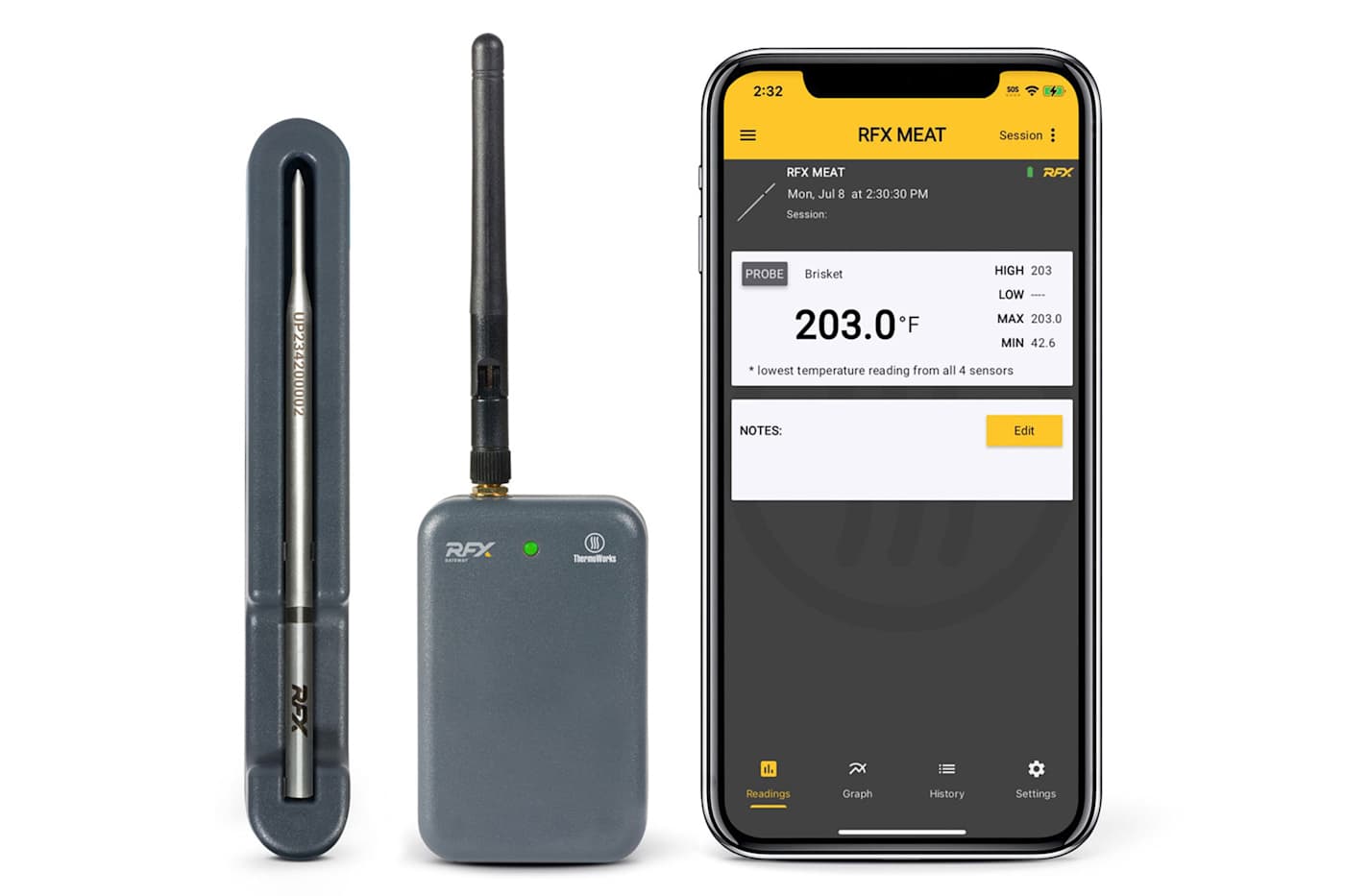 ThermoWorks' RFX Meat wireless probe uses radio waves instead of Bluetooth to monitor food on the grill