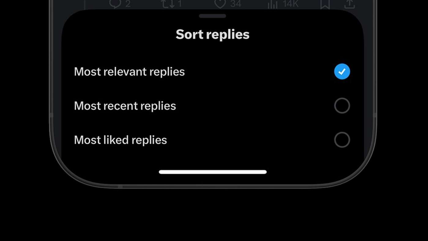 X now lets you sort replies so blue checks don't bury other users' comments