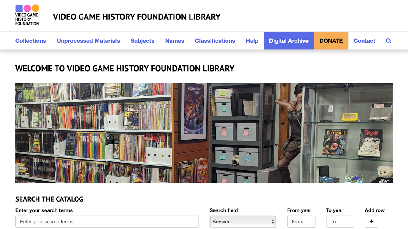 The Video Game History Foundation's online library is now open
