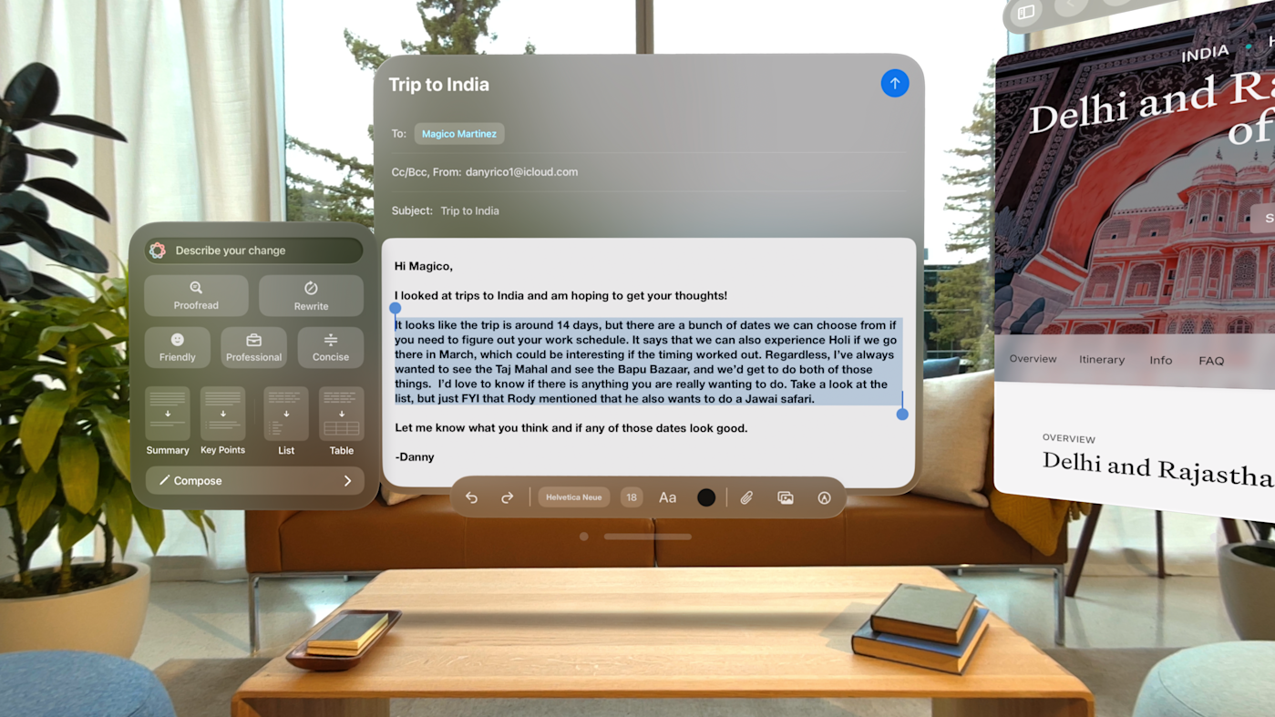 Apple Intelligence is headed to the Vision Pro in April, dev beta available today
