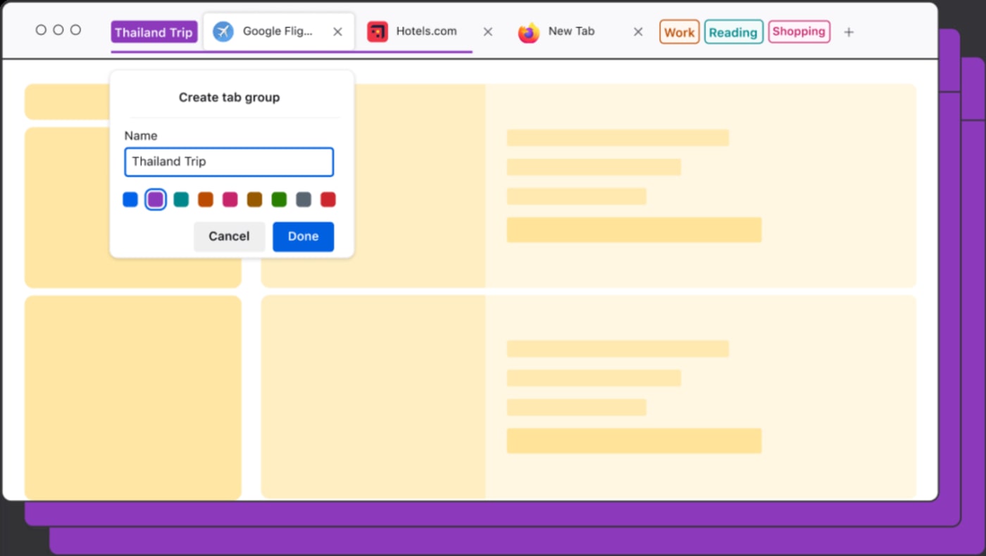 Firefox finally adds tab groups