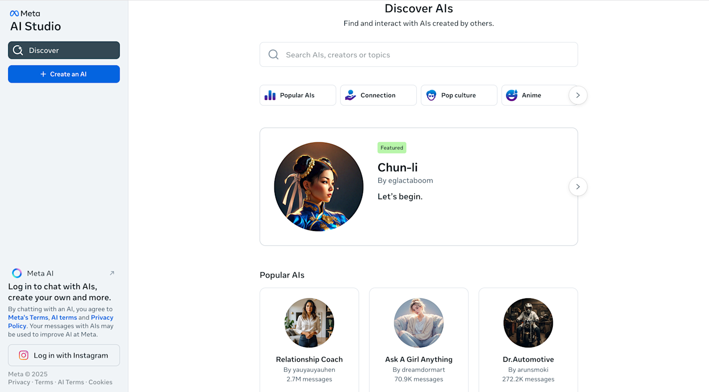 Meta's AI chatbots were reportedly able to engage in sexual conversations with minors