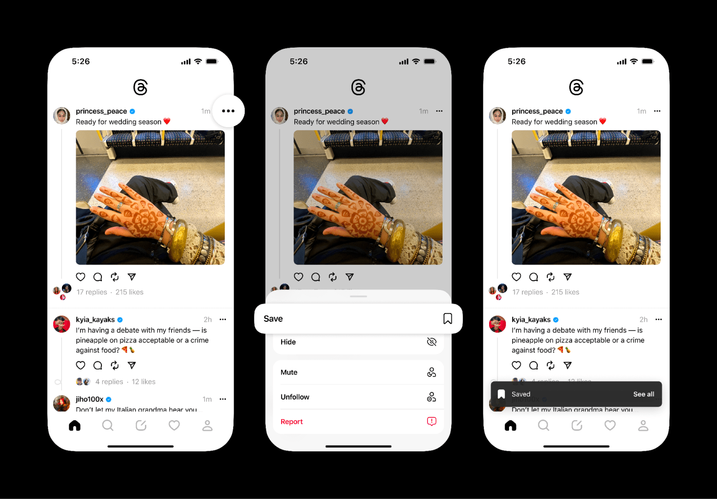 Meta's Threads app is getting a bookmarking feature to save posts