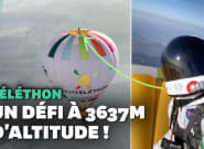 Téléthon: Rémi Ouvrard debout sur une montgolfière à 4000 mètres
