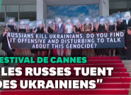 Festival de Cannes: une banderole contre la guerre en Ukraine sur le tapis