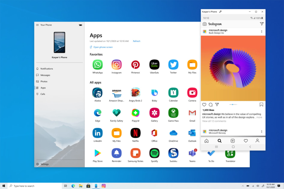 Windows 10 can run apps out of your Samsung phone