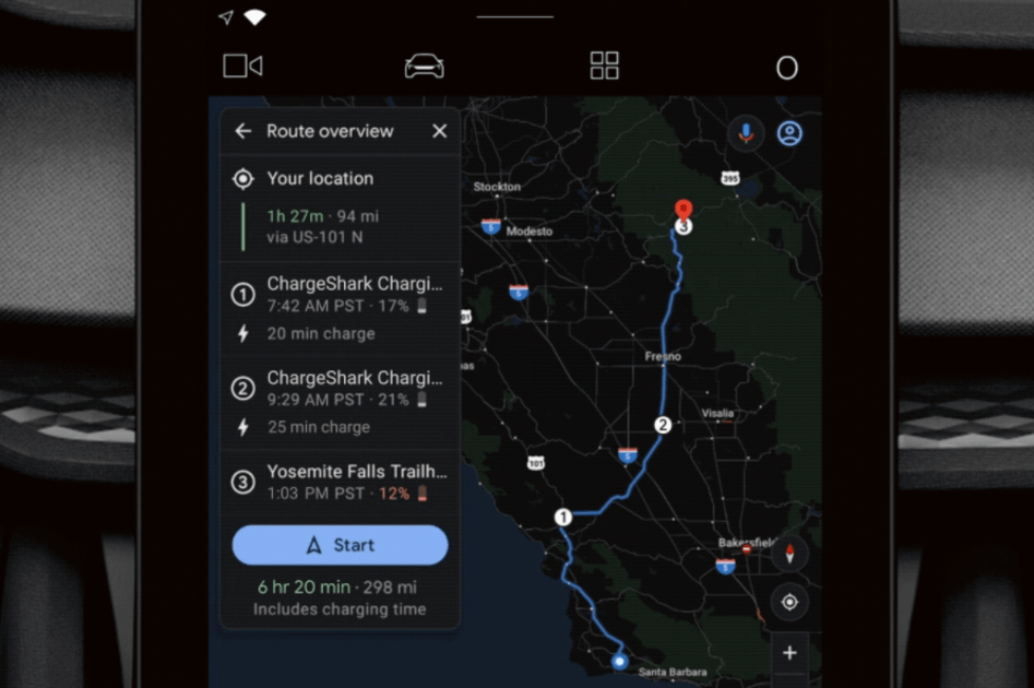 EVs with Google Maps will make it easier to plan trips around recharging