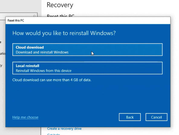 Windows 10にクラウドから直接再インストールする機能。Insider PreviewのFast ringで公開