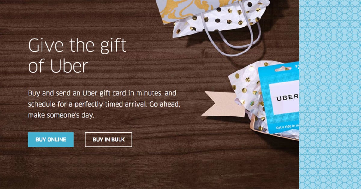 Uber starts selling digital gift cards online