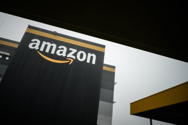 This picture taken on on October 22, 2019, shows a new Amazon warehouse, part of mobile robotic fulfilment systems also known as 'Amazon robotics', in Bretigny-sur-Orge, some 30kms south of Paris. (Photo by Philippe LOPEZ / AFP) (Photo by PHILIPPE LOPEZ/AFP via Getty Images)