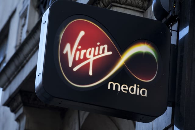 Sign for Virgin Media shop. (Photo by In Pictures Ltd./Corbis via Getty Images)