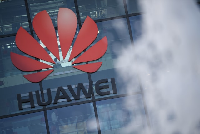 A photograph shows the logo of Chinese company Huawei at their main UK offices in Reading, west of London, on January 28, 2020. - Prime Minister Boris Johnson is expected to announce a strategic decision on January 28, on the participation of the controversial Chinese company Huawei in the UK's 5G network, at the risk of angering his US allies a few days before Brexit. (Photo by DANIEL LEAL-OLIVAS / AFP) (Photo by DANIEL LEAL-OLIVAS/AFP via Getty Images)