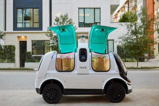 Nuro R2 self-driving delivery car in California