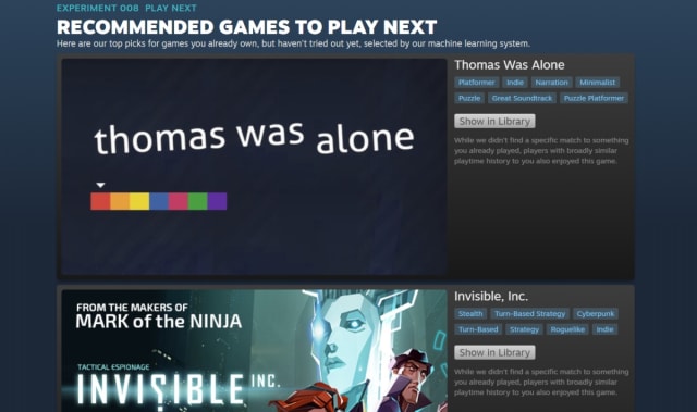 Steam Labs Play Next