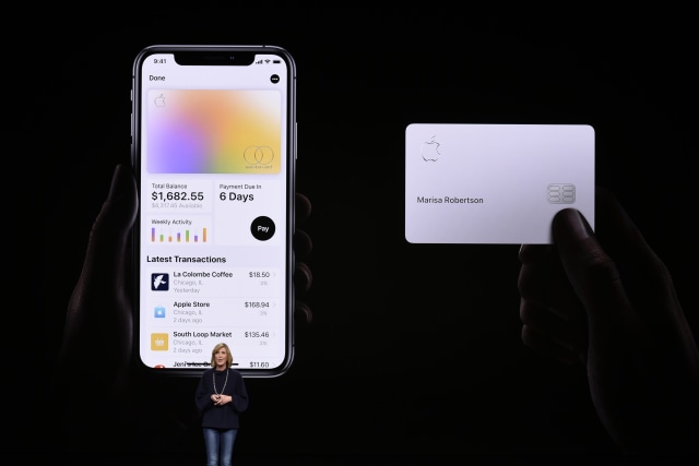 CUPERTINO, CA - MARCH 25: Jennifer Bailey, vice president of Apple Pay, speaks during an Apple product launch event at the Steve Jobs Theater at Apple Park on March 25, 2019 in Cupertino, California. Apple announced the launch of it's new video streaming service, unveiled a premium subscription tier to its News app, and announced it would release its own credit card, called Apple Card. (Photo by Michael Short/Getty Images)