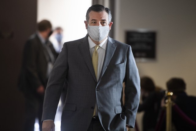 UNITED STATES - MAY 12: Sen. Ted Cruz, R-Texas, leaves the Senate Republican Policy luncheon in Hart Building on Tuesday, May 12, 2020. (Photo By Tom Williams/CQ-Roll Call, Inc via Getty Images)
