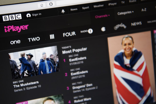 LONDON, ENGLAND - AUGUST 02: In this photo illustration, the BBC iPlayer app is displayed on a laptop screen on August 2, 2016 in London, England. The BBC has announced that iPlayer users will have to pay a 145GBP TV licence fee from 1 September. (Photo Illustration by Carl Court/Getty Images)