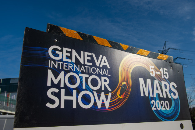 GENEVA, SWITZERLAND - FEBRUARY 28: Banner of GIMS 2020 is being displayed after cancellation of the Geneva Auto Show on February 28, 2020 in Geneva, Switzerland. Swiss authorities announced today that all upcoming events with more than 1,000 attendees will be cancelled in an attempt to prevent further spread of the coronavirus. Hundreds of coronavirus cases have been confirmed in nearby northern Italy and smaller numbers of cases are being confirmed daily across western Europe. (Photo by Robert Hradil/Getty Images)