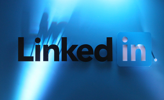 LinkedIn Logos in LinkedIn's offices in Gardner House, Wilton Place. (Photo by Niall Carson/PA Images via Getty Images)