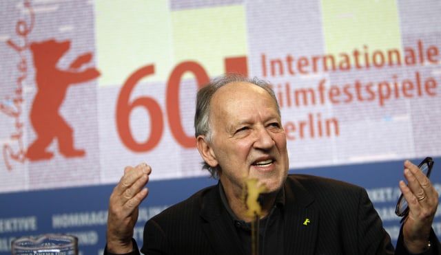 German director and head of the Berlinale jury Werner Herzog addresses a news conference at the Berlinale International Film Festival in Berlin February 11, 2010. The Berlinale film festival celebrates its 60th anniversary and runs from February 11 to 21, 2010. REUTERS/Christian Charisius (GERMANY - Tags: ENTERTAINMENT IMAGES OF THE DAY)