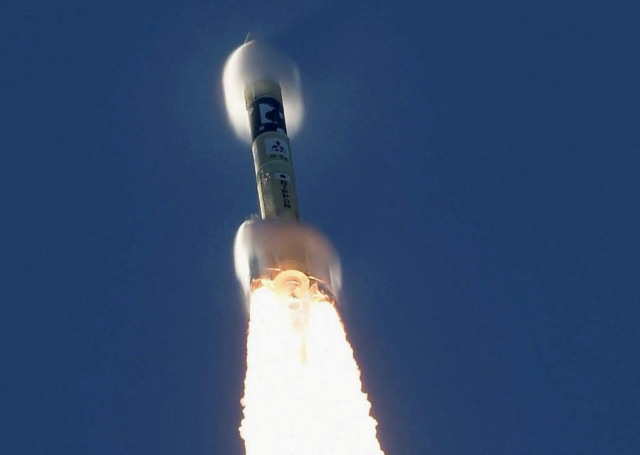 An H-2A rocket carrying the Hope Probe, developed by the Mohammed Bin Rashid Space Centre (MBRSC) in the United Arab Emirates (UAE) for the Mars explore, rises into the air after blasting off from the launching pad at Tanegashima Space Center on the southwestern island of Tanegashima, Japan, in this photo taken by Kyodo July 20, 2020. Mandatory credit Kyodo/via REUTERS ATTENTION EDITORS - THIS IMAGE WAS PROVIDED BY A THIRD PARTY. MANDATORY CREDIT. JAPAN OUT. NO COMMERCIAL OR EDITORIAL SALES IN JAPAN. THIS IMAGE WAS PROCESSED BY REUTERS TO ENHANCE QUALITY, AN UNPROCESSED VERSION HAS BEEN PROVIDED SEPARATELY