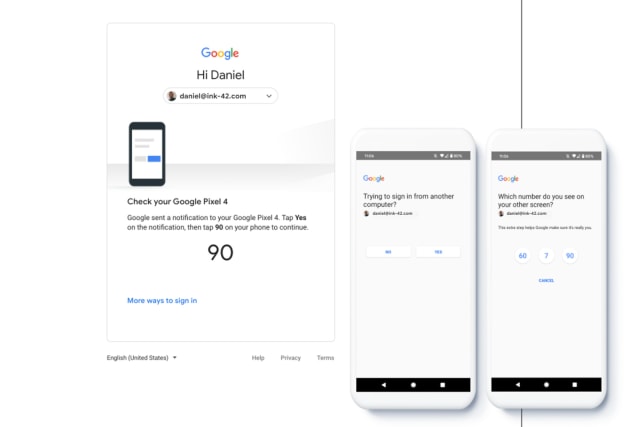 Google phone verification prompts for two-factor sign-ins