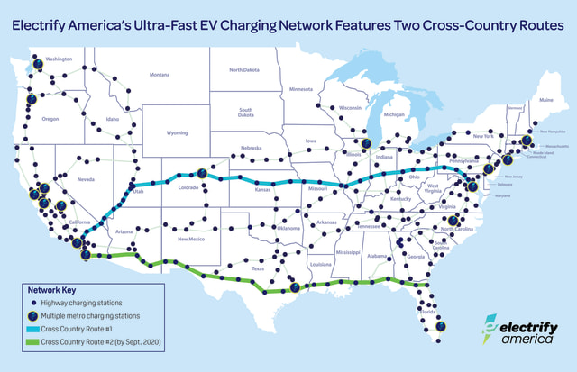 Electrify America EV charging map
