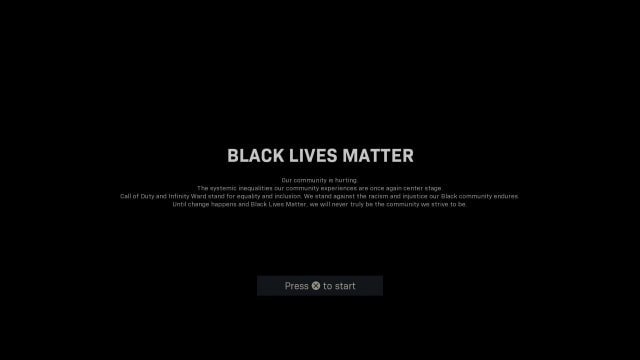 Call of Duty Black Lives Matter splash screen 