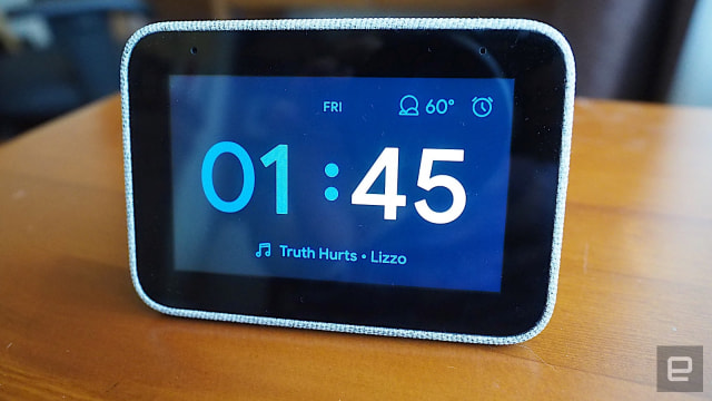 Lenovo Smart Clock on a nightstand